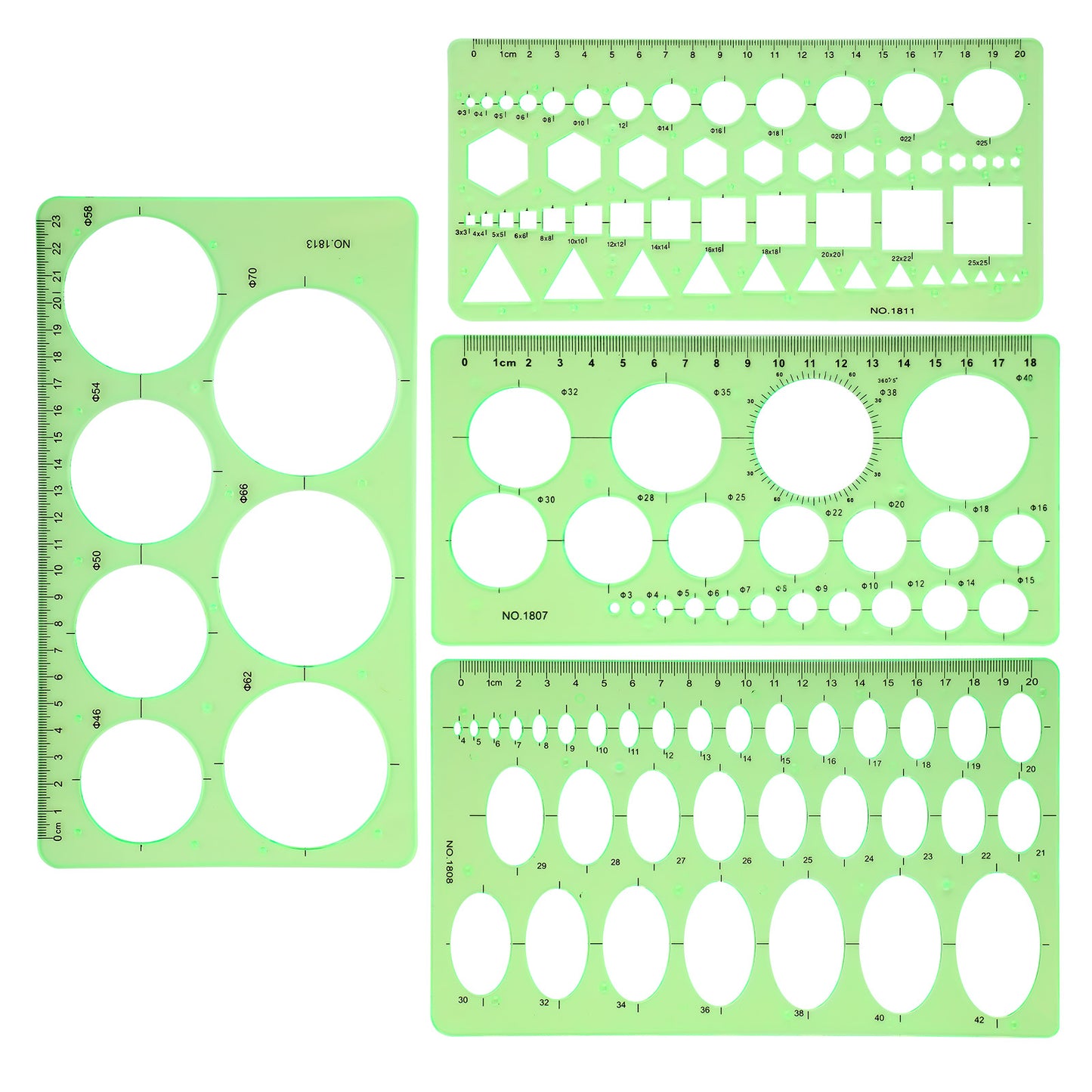SHENLIU 4Pcs Circle Template, Drafting Circle Stencils Drafting Geometric Circle Template Elliptical for Stencil Ruler School Office Drawing Design Measuring Tools