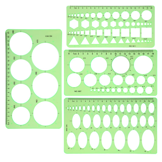 SHENLIU 4Pcs Circle Template, Drafting Circle Stencils Drafting Geometric Circle Template Elliptical for Stencil Ruler School Office Drawing Design Measuring Tools