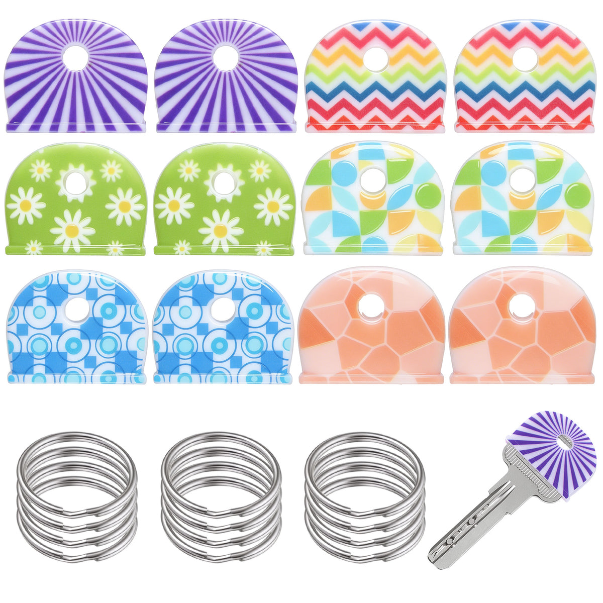 DOPENSPI 12Pcs Key Covers Caps for House Keys 1 Inch Key Covers Protectors