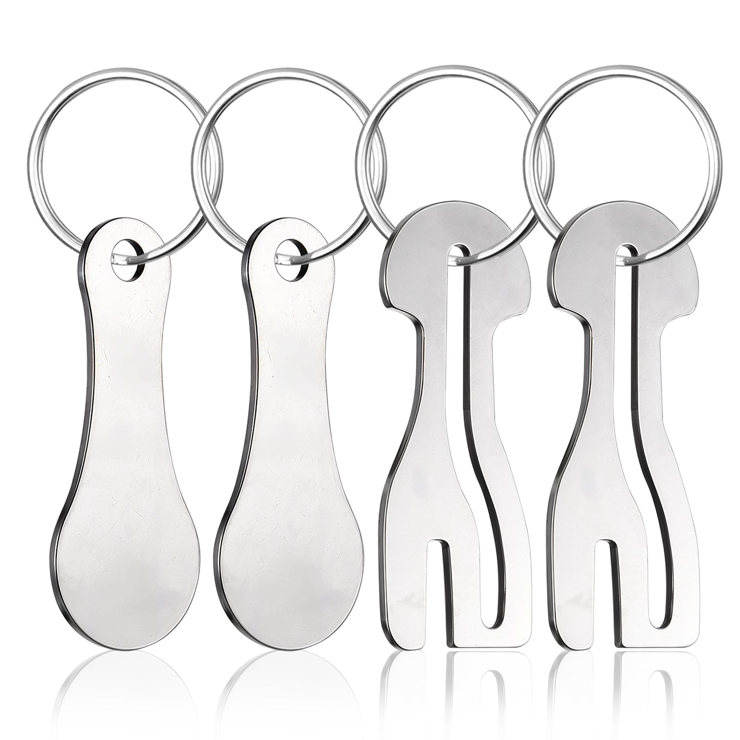TIESOME 4Pcs Trolley Token, Stainless Steel Trolley Coin Removable Trolley Key for Releasing Supermarket Trolleys Shopping Trolley Token Shopping