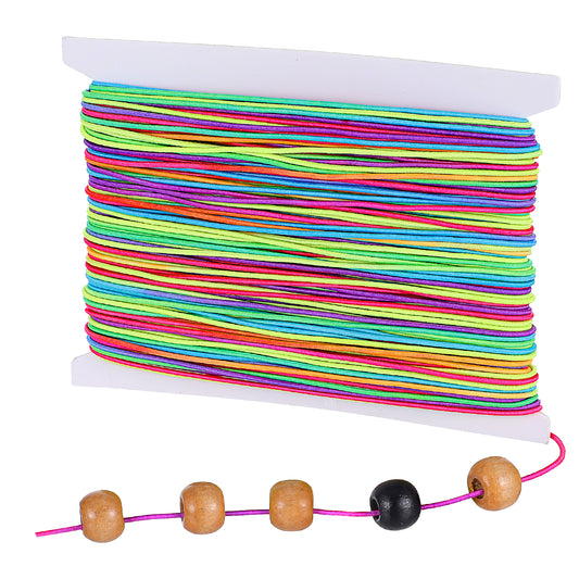 BOHUIZ Stretchy Rainbow Bracelet String, 1mm x 40m Sturdy Elastic Thread for DIY Bracelet Making, Necklaces, Beading, Clay Beads, Jewelry, Sewing and Crafts