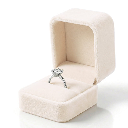 Amaxiu Velvet Ring Box Engagement Ring Boxes - Premium Jewelry Gift Box for Wedding, Proposal, Engagement Ceremony Gift(Light White)