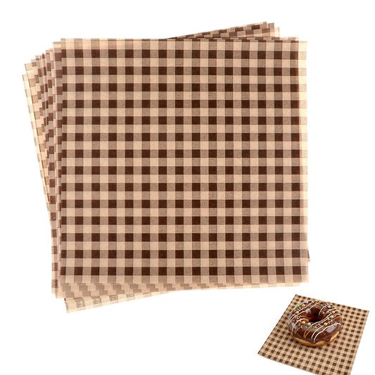 HJZHII 150Pcs Wax Paper Sheets for Food, Greaseproof Wax Deli Paper Sheets 7.09x7.09 Inch Greaseproof Food Basket Liners for BBQ Picnic Party Restaurants Burger & Bread(Brown)