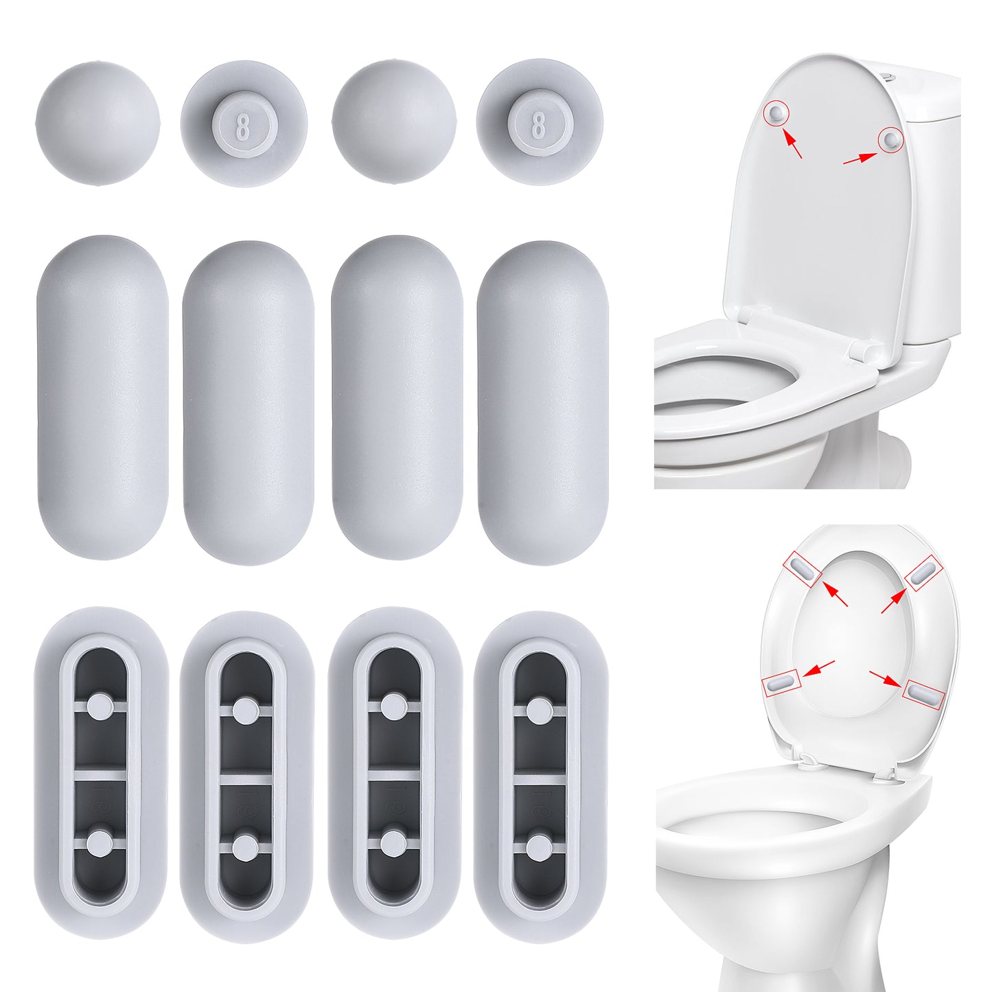 HJZHII 12PCS Toilet Seat Bumpers, Universal Buffer Toilet Lid Rubber Bumpers for Bidet Kits Toilet Seat Accessories for Families, Hospitals, School, Hotels Toilet