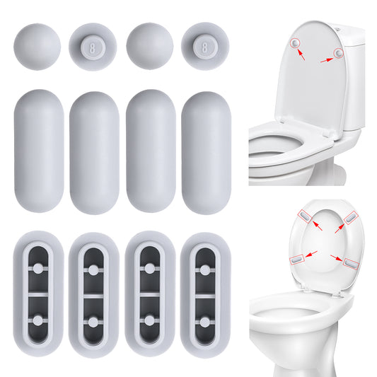 HJZHII 12PCS Toilet Seat Bumpers, Universal Buffer Toilet Lid Rubber Bumpers for Bidet Kits Toilet Seat Accessories for Families, Hospitals, School, Hotels Toilet