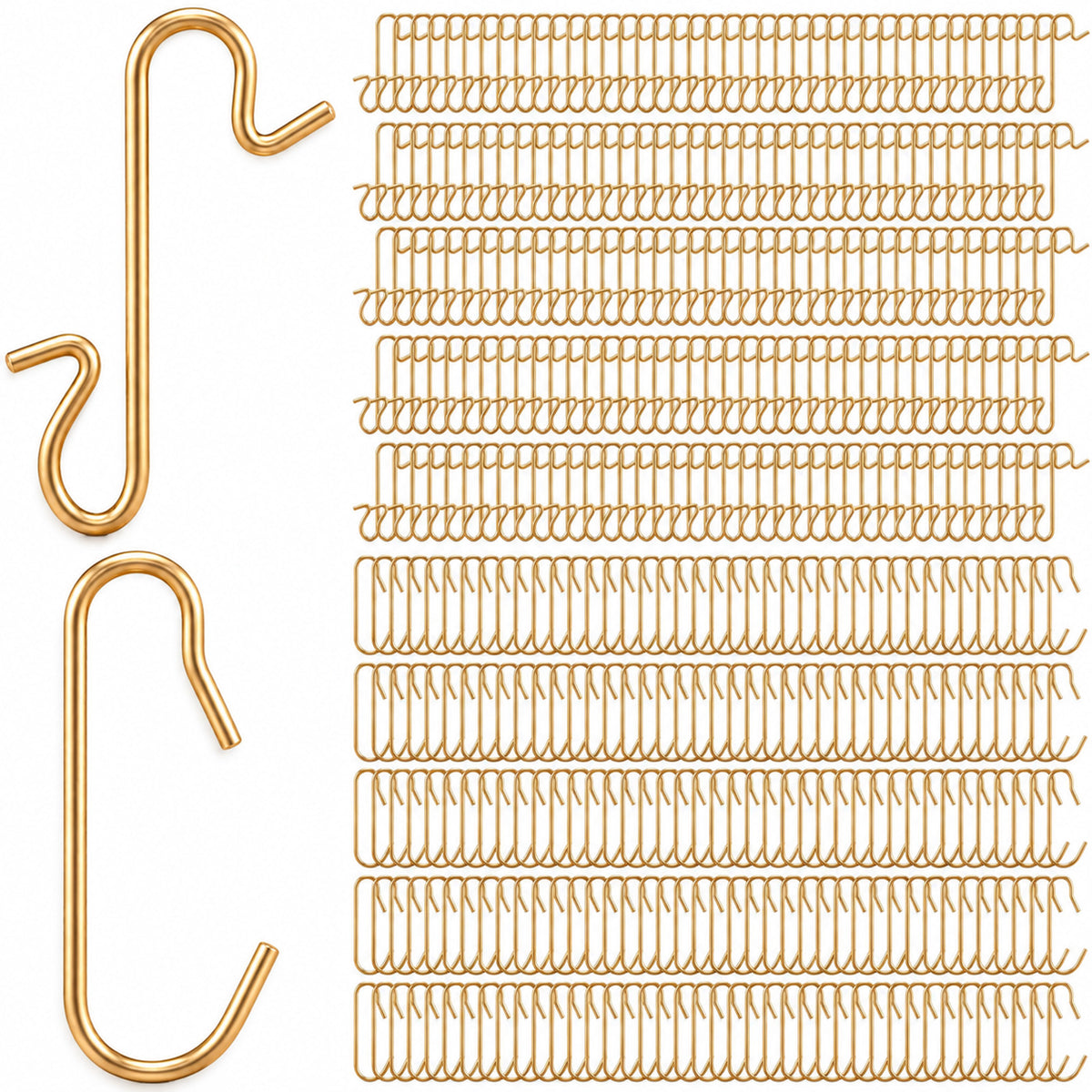 Yuanchu 200Pcs Ornament Hooks, 2 Styles Christmas Metal Hangers(Gold)