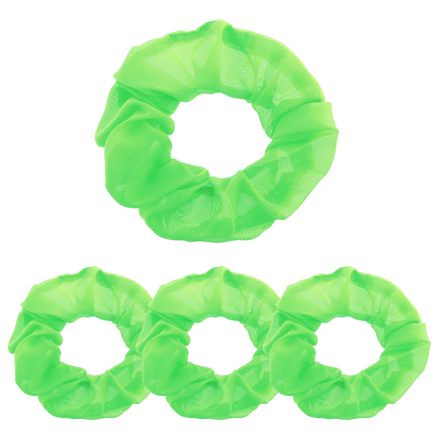 BOHUIZ 4 Pcs Neon Green Scrunchie for hair 80s, Elastic Neon Green Scrunchie Bulk for Women Girls Hairs Accessories