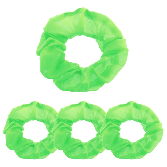 BOHUIZ 4 Pcs Neon Green Scrunchie for hair 80s, Elastic Neon Green Scrunchie Bulk for Women Girls Hairs Accessories