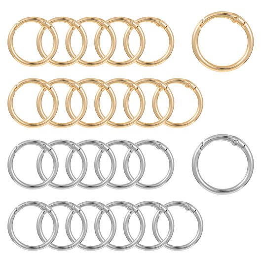 Andibro 24 Pack 1 Inch Gold Carabiner Clip, Zinc Alloy Spring O Ring Keychain Hooks Round Key Rings Small Keychain Hook for Keys Bags Purse DIY Crafts