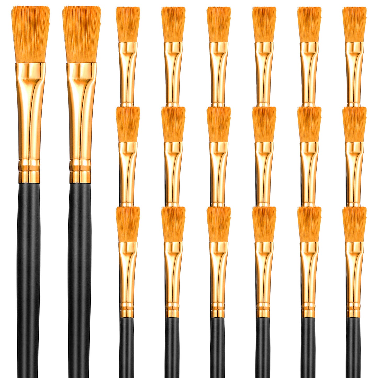 JJUNW 20Pcs Flat Paint Brushes, Watercolor Paint Brushes Bulk Paint Brushes Set for Acrylic Painting Oil Watercolor Face Nail Art Canvas Miniature Detailing & Rock Painting