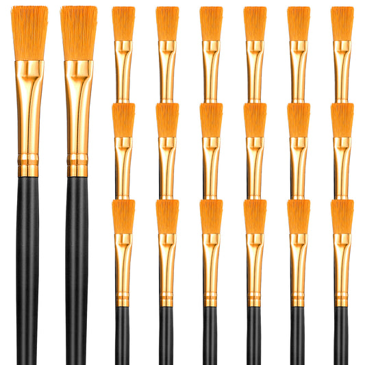 JJUNW 20Pcs Flat Paint Brushes, Watercolor Paint Brushes Bulk Paint Brushes Set for Acrylic Painting Oil Watercolor Face Nail Art Canvas Miniature Detailing & Rock Painting