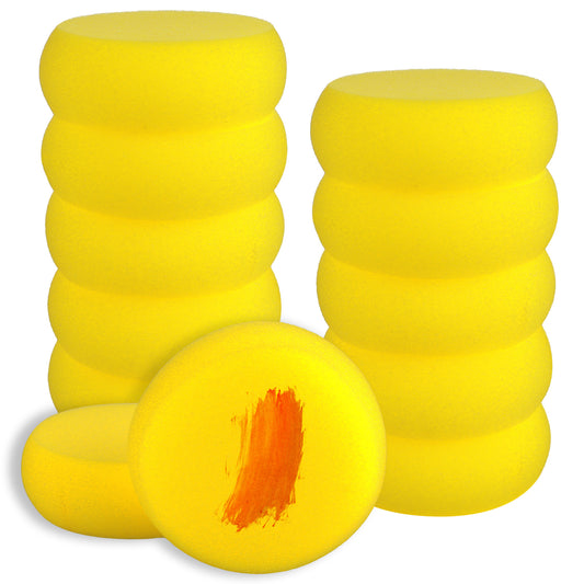 cobee 12 Pcs Round Painting Sponge, 2.8 Inch Artist Sponges Elasticity Watercolor Sponges Yellow Ceramic Clay Sponge Water Absorption CleaningSponge for Art Painting Craft Making Home Cleaning