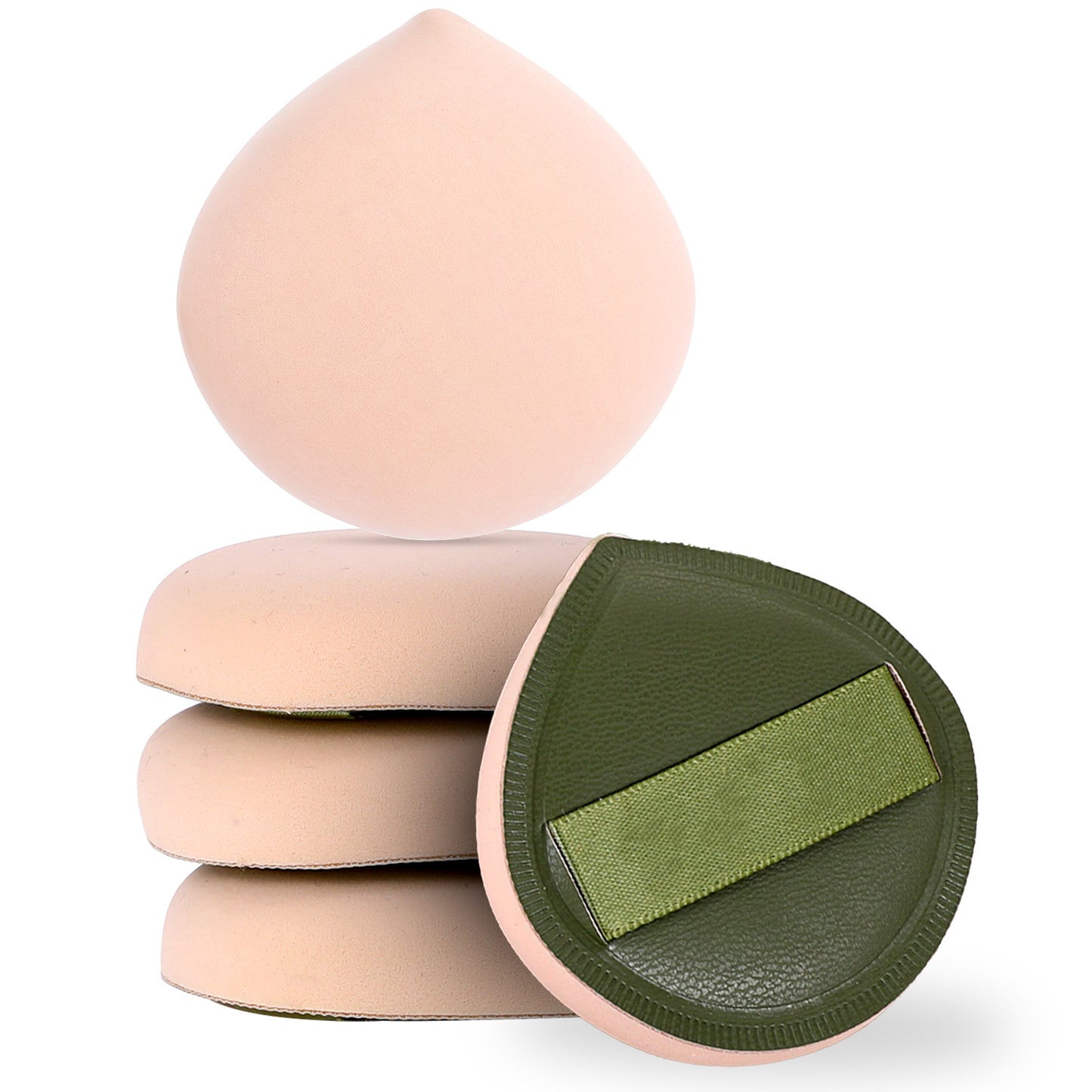 SULIKJHUI 5 Pcs Make Up Sponges for Foundation, Latex-Free Cushion Puffs, Easy to Use Blending Sponge for Liquid & Powder (Green, 2.16 x 2.16 x 0.51 Inch)