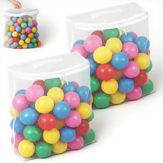 Molain 2PCS Ball Pit Balls Bags, Storage Mesh Bags for Storage Pool Ball 16.5 x 8.3 x14.6 Inches Durable Nylon Zipper Bag Foldable Organizer for Playpen Home Travel(Only Storages Bag,No Ball)