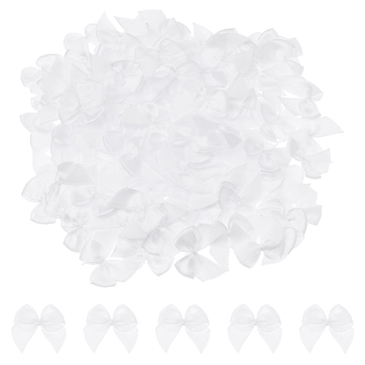 BOHUIZ 150 Pcs Mini Satin Ribbon Bows, 1 Inch Tiny Crafts Bows Premade White Mini Bow for DIY Clothespins Hair Accessories Sewing Crafts Gift Wrapping Christmas Birthday Party Wedding Decorations