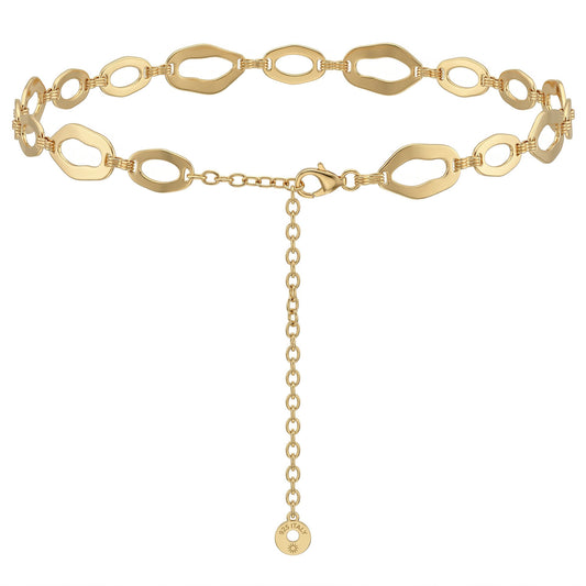 Amaxiu Gold Chain Belt for Women, Adjustable Chunky Square Link Metal Waist Chain Belt Jeans Dresses Body Link for women