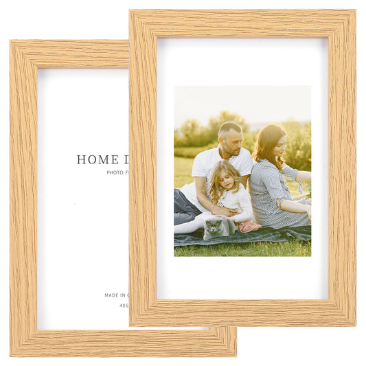 HJZHII 2PCS 6x4 Inches Freestanding Wooden Picture Frames, Distressed Wood Photo Strip Frames Photo Storage Frame with PVC Cover Vertical or Horizontal Placement Desktop Table Decor for Office Home