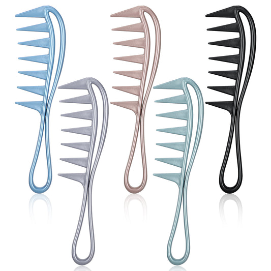 LIQWEI 5Pcs Wide Tooth Comb, Wide Tooth Comb for Curls, Texture Combs Hair Shark Teasing Combs, Styling Combing for Curly Wet Wavy Thick Hair Wigs