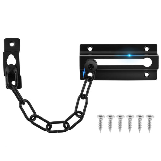 MBAIYO Door Chain Lock Heavy Duty Security, Black Chain Lock for Inside Door with Installation Screws