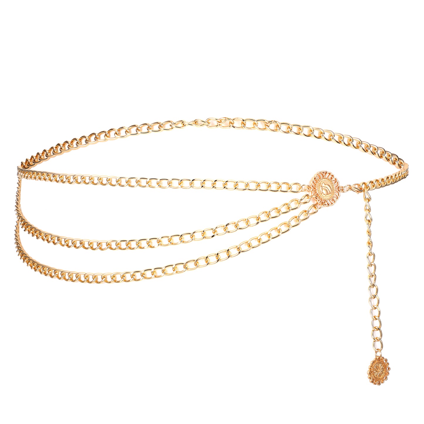 TIESOME Waist Chain Belt, Metal Fashion Jewelry Body Chain for Women Adjustable Multilayer Chain Belt Body Waist Link Belts Elegant Jewelry Accessories Body Decorate for Dresses Jeans Trouser(Gold)