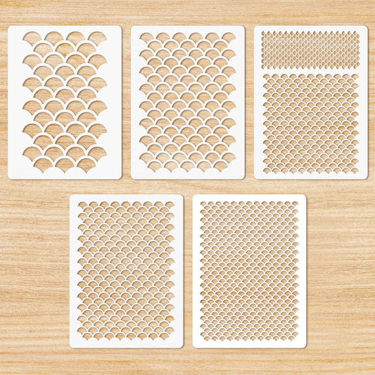 Giantree 5 Pack Fish Scale Stencil, Face Painting Stencils Stencils Reusable Fish Scale Template DIY Art Painting Templates for Painting Makeup Stencil Face Body