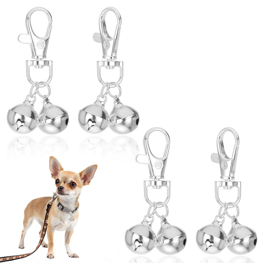JJUNW 4 Pcs Mini Dog Collar Bells, Cat Bell, Silver Pet Pendant Accessories for Training, Loud Charms for Dogs and Cats