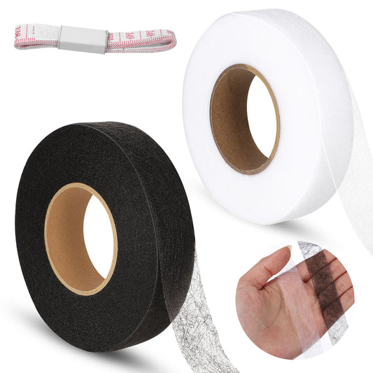 HJZHII 140 Yards Iron On Hemming Tape, 2 Rolls 0.79 Inch No Sewing Hem Tape Stitch Witchery Tape Sewing Tape with Tape Measure for Pants, Shirts, Jackets, Skirts, Socks, DIY Crafts