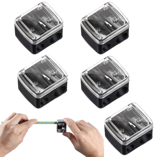 JJUNW 5 Pack Make Up Pencil Sharpener, Plastic Lip Liner Pencil Sharpener Sharpener Small Eyeliner Sharpener Manual Cosmetic Pencil Sharpener for Eyeliner Lip Liner Pencils (Black)