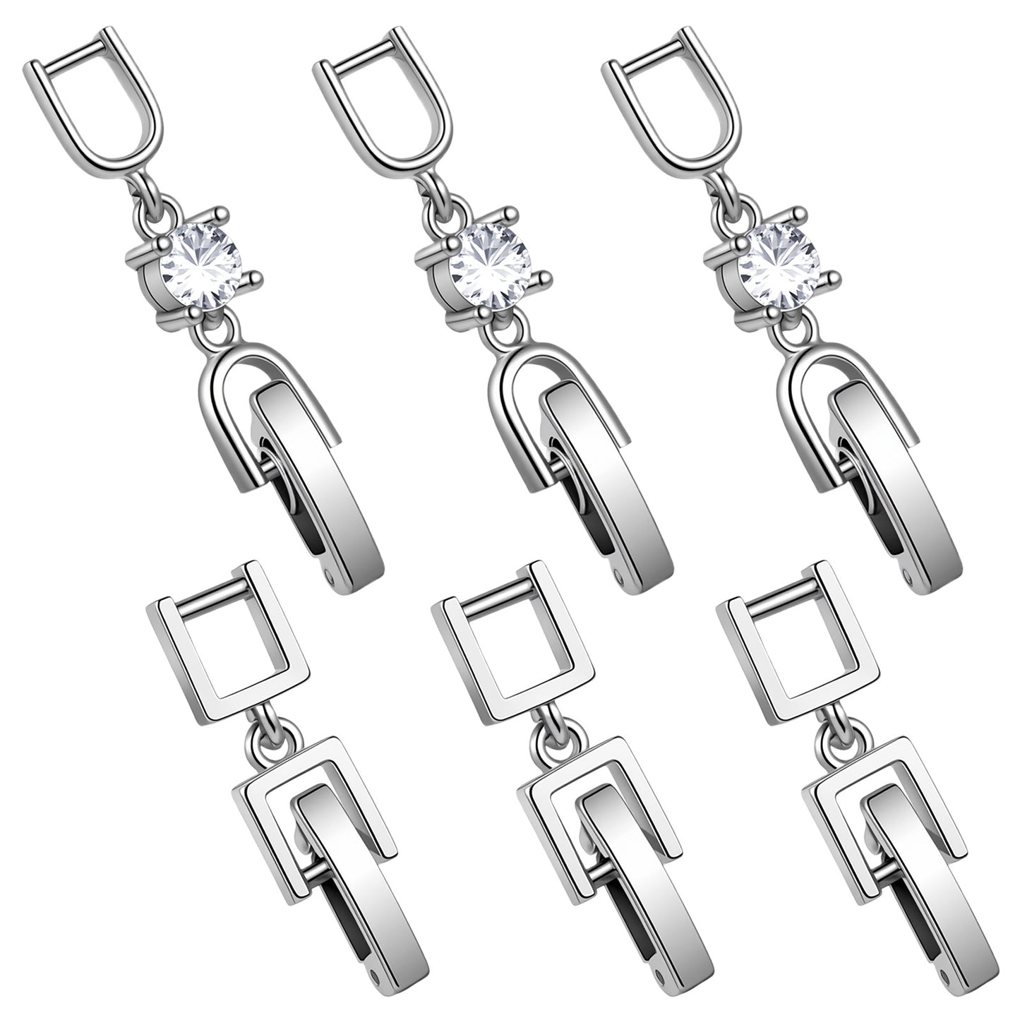 WJIAAA Foldover Bracelet Extenders, 6pcs Crystal Foldover Extension Clasp, Rhinestone Necklace Extenders, Copper Watch Straps for Jewelry Making DIY Homemade Crafts