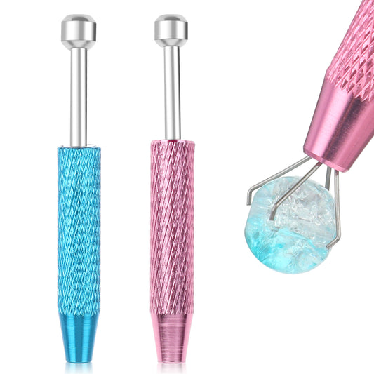 cobee 2 Pcs Piercing Ball Grabber Tool, Piercing Changing Tools 4-Claw Pick Up Piercing Ball Holder, Gem Tweezers Piercing Jewelry for Jewelry Craft Small Parts Pickup(Blue+Pink)