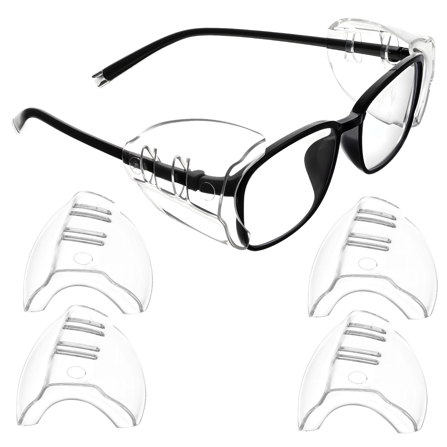 Giantree 3 Pairs Safety Glasses Side Shields, Flexible Shields Slip on Clear Side Shield Glasses Sides Safety Protection, Universal Sides Shield Fits S to L Eyeglasses