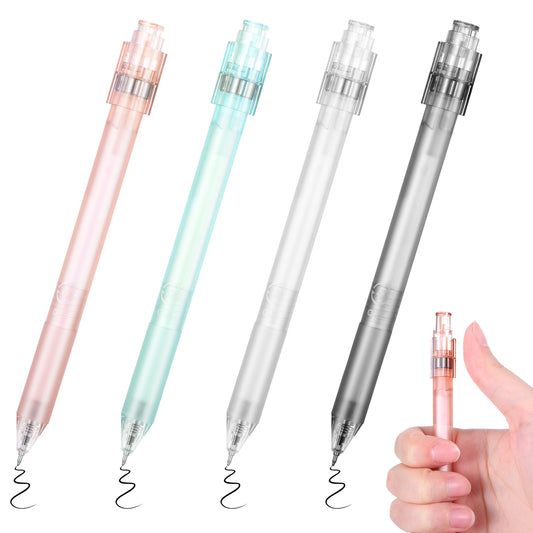 Cobee 4 Pack Fidget Spinning Gel Pens, 0.5mm Retractable Ballpoint Pen Stress Relief Spinner Pen Anti Stress Gadget Toy Quick Dry Black Ink Pens Fine Point Smooth Writing for Journaling Office School