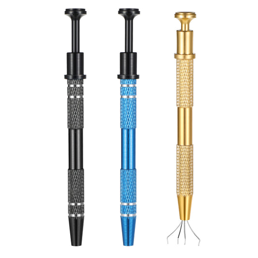 Jeffdad 3Pcs Piercing Ball Grabber Tool, Stainless Steel Piercing Ball Grabber Tool 4 Claw Jeweler's Piercing Ball Gripper for Tiny Objects Ic Chips Electronic Components (Blue+Black+Gold)