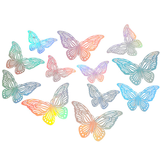 Giantree 48 Pcs Butterfly Sticker Set, 3D PET Glitter Butterfly Scrapbook Sticker Decoration Waterproof Shiny Butterfly Stickers for DIY Photo Albums, Wall Stickers, Cakes, Party Deco(Glitter 1)