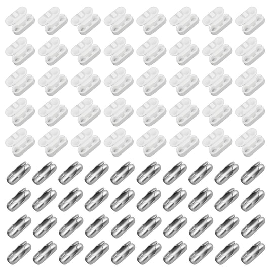 Giantree 80 Pieces of Replacement Blinds Pull Cord Connectors, Stainless Steel Ball Chain Connector Buckles, Pull Cord Connector Buckles Chain Repair Jewelry Clips for 6.0mm Beaded Ball Chains