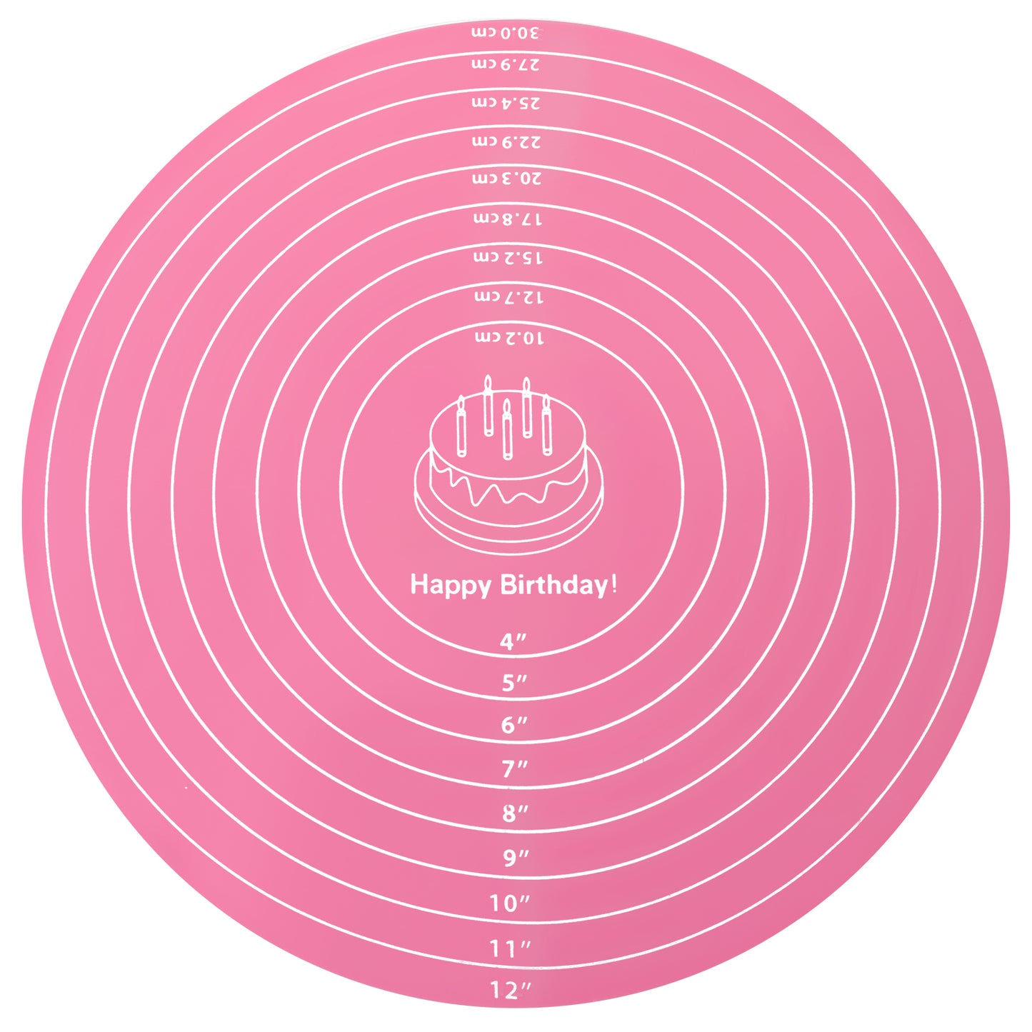 Molain Silicone Baking Mat, 30cm Round Pastry Mat with Measurements Anti Slip Dessert Mats for Cake, Turntable Stand, Pastry, Non-Stick and Heat Resistant