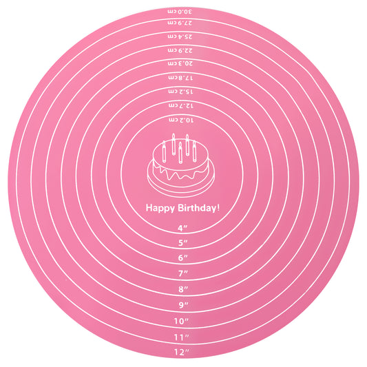 Molain Silicone Baking Mat, 30cm Round Pastry Mat with Measurements Anti Slip Dessert Mats for Cake, Turntable Stand, Pastry, Non-Stick and Heat Resistant
