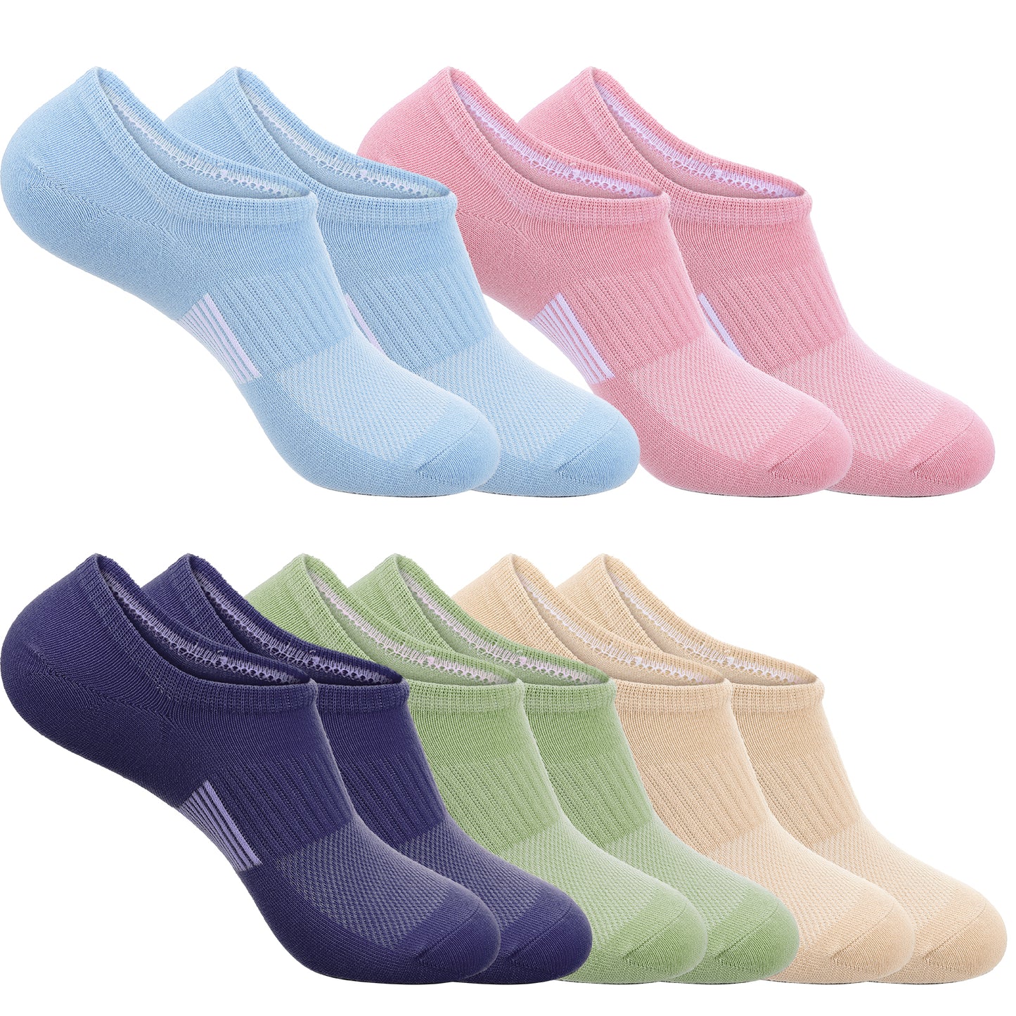 TIESOME 5 Pairs Low Cut Sneaker Socks with Breathable Mesh, Women's No Show Ankle Invisible Socks Athletic Running Sneaker Liner for US Size 5-10 Multi-Color