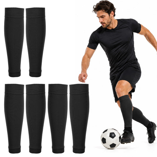 Cobee 3 Pairs Football Sock Sleeves, Black Pre Cut Breathable Footless Sock