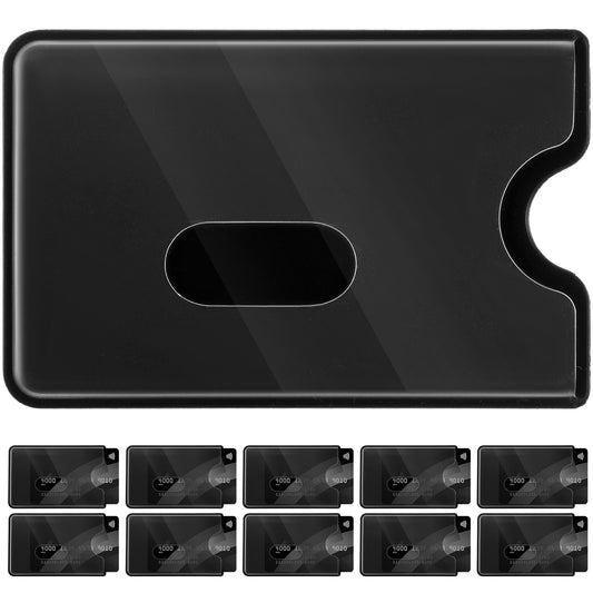 TIESOME 10 PCS RFID Blocking Sleeves, Transparent Front Credit Card Protectors Set Thumb Slot Waterproof Card Holder Slim Design for EC Card Wallet Black