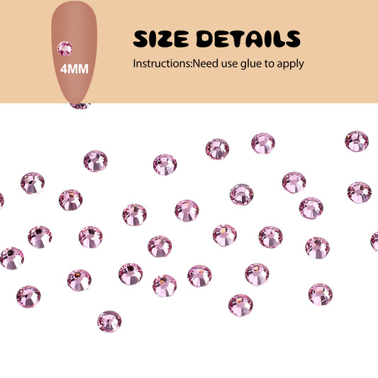 LXUEJIE 3000 Pieces 4 mm Resin Rhinestones, Shiny Rhinestone Flat Bottom Drill Sequins Embellishments Crystal Bling Diamonds for Shoes, Clothing, Cups, Bottles, Makeup, and DIY Nail Art Deco(Pink)