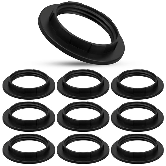 Molain 10PCS Black Lamp Shade Adapter Ring, E26 E27 Retaining Collar PET Plastic Ring with 1.5 Inch Inner Diameter
