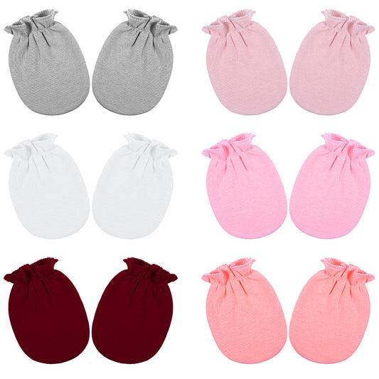 AOZUO 6 Pairs of Mittens Baby Newborn Baby Mittens Winter for Boys Girls 0-6 Months Cotton Winter Gloves Baby Mittens Newborn Baby Mittens, multicoloured, 9 x 6 cm
