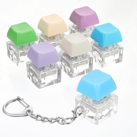 MBAIYO 6 Pack Keyboard Fidget Toy, Keyboard Fidget Keychain Keyboards Decompression Button Finger Clicker Toys Button Squeeze Toys Finger Toy for Office Pass the Time Stress Relief Gifts