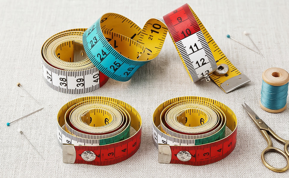 Cobee 3 Pcs Soft Tape Measure for Body Sewing, 60 Inch 150cm Dual Sided Measuring Tape Flexible Fabric Ruler with Snap Button Bodys Measurement Tapes for Tailors Dressmaking Body Measurements