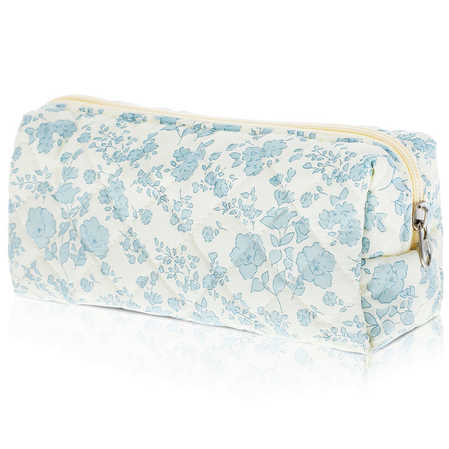XLIUAX Flowers Pencil Case, Cute Pencil Case, Aesthetic Pencils Bag with Zipper, Soft Quilted Pencils Pouch Organizer, Wide Opening Makeup Bag for Office School Supplies