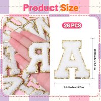 DOPENSPI 26PCS Chenille Letters Patches, Self-Adhesive White Letter Patches Stickers Fabric Stickers Applique Initial Patche Alphabet Patche Stick for DIY Shirts Shoes Jeans Backpacks Hats