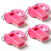 LXUEJIE 4 Pcs Coach Whistle, Pink Whistles with Lanyard and Mouthpiece, Loud Clear Tone for Coaching, Teaching, Refereeing, Lifeguarding & Emergency Use, Rose Pink