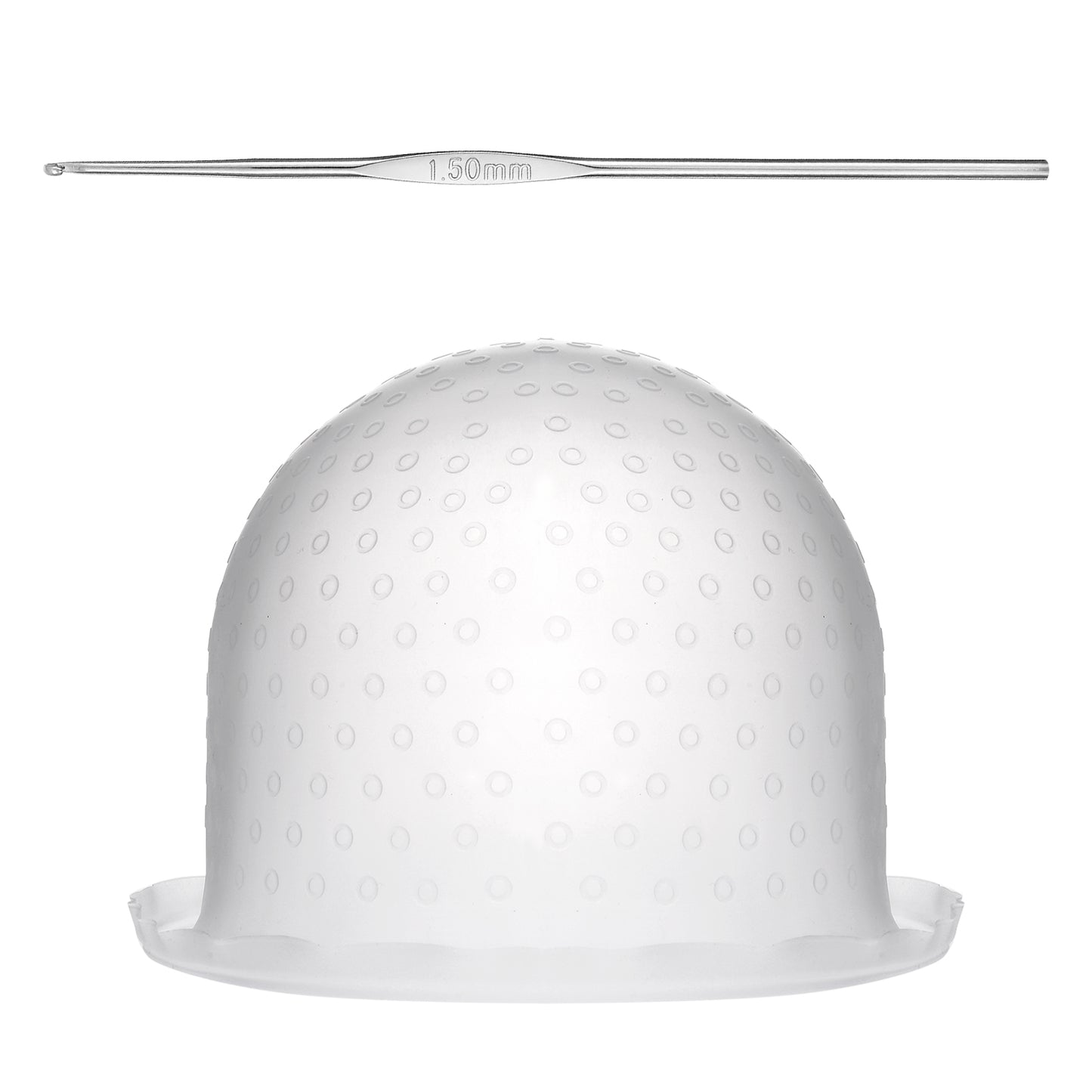 LIQWEI Punched Silicone Highlight Hair Cap with Needle, Professional Reusable Highlighting Poked Hole Caps with Hooks for Color Hair Salon Hairdressing Dyeing Staining Tools for Women Men