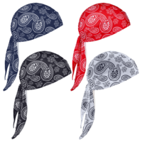 LIQWEI 4 Pcs Cooling Helmet Liner Bandana, Cooling Sweat Wicking Breathable Bicycle Helmet Liner, Skull Hat Bandana Multiple Colors Beanie Pirate Hat Men Red